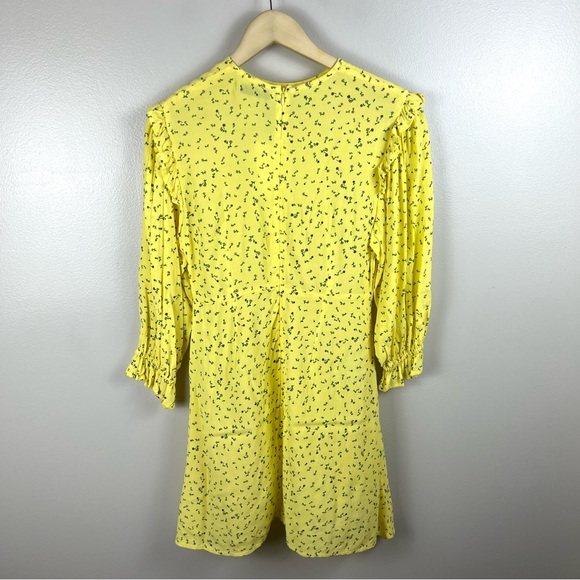 Faithfull the Brand Edwina Mini Dress Size 4 Yellow Micro Floral Brunch Date NWT - Picture 4 of 12